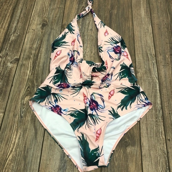 LIGHT Pink Seashell Sea Life Graphic One Piece - Picture 2 of 5